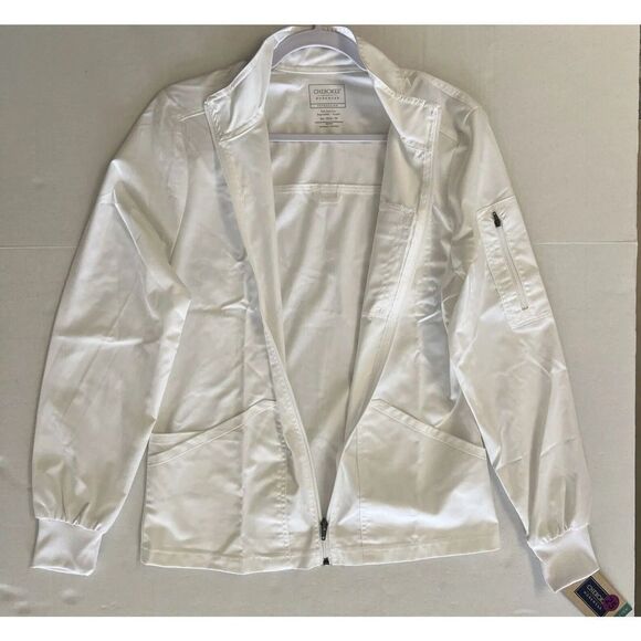 Cherokee Workwear Revolution Men Sz XS Zip Front White Scrub Jacket - Picture 8 of 16